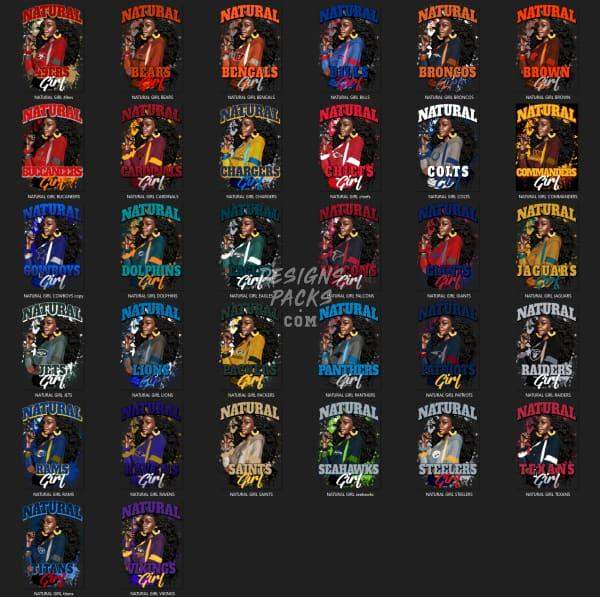 32 Football Natural Girl Sport Designs Bundle PNG designspacks