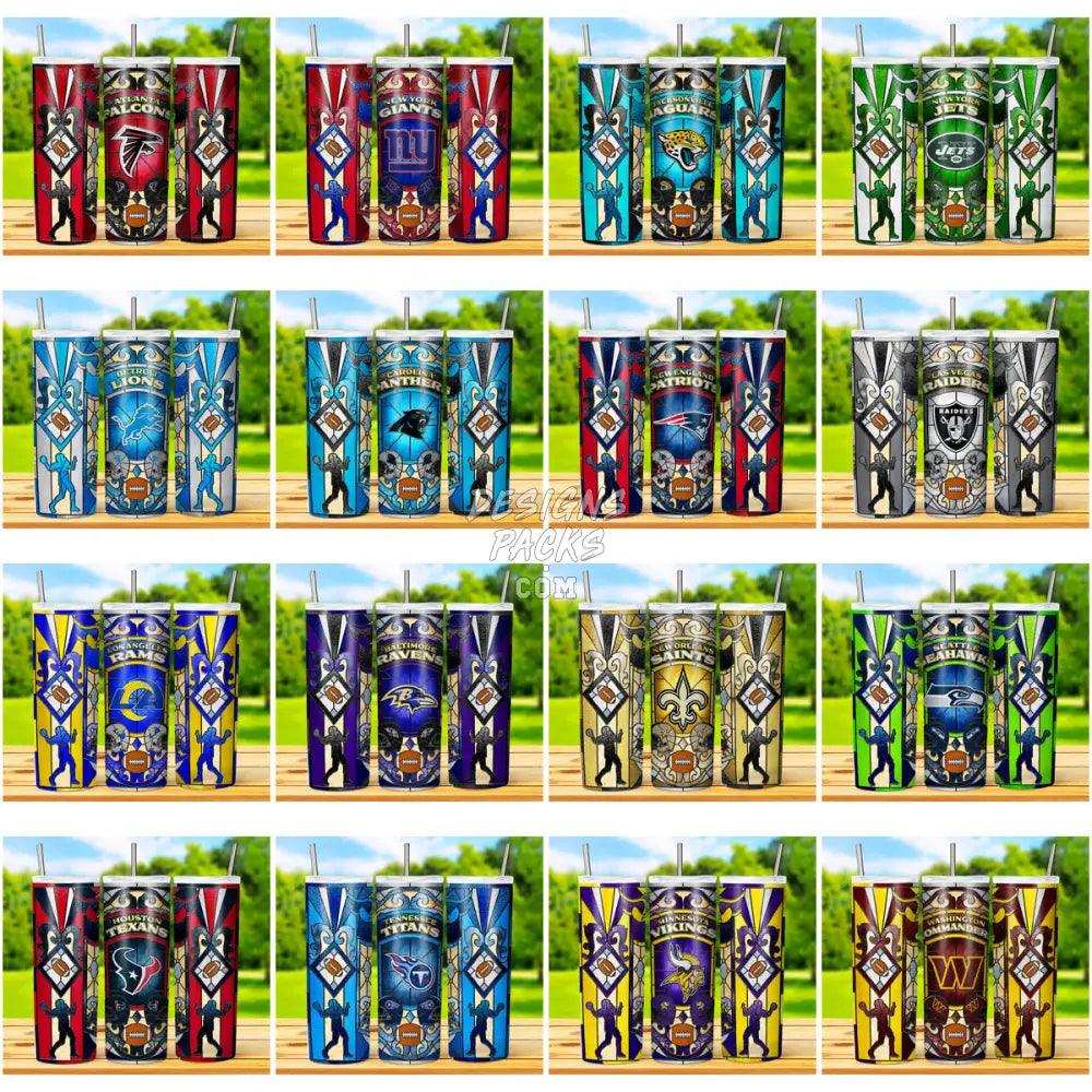 32 Football Stained Glass Tumbler Wrap Bundle Jpg