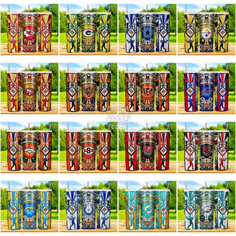 32 Football Stained Glass Tumbler Wrap Bundle Jpg