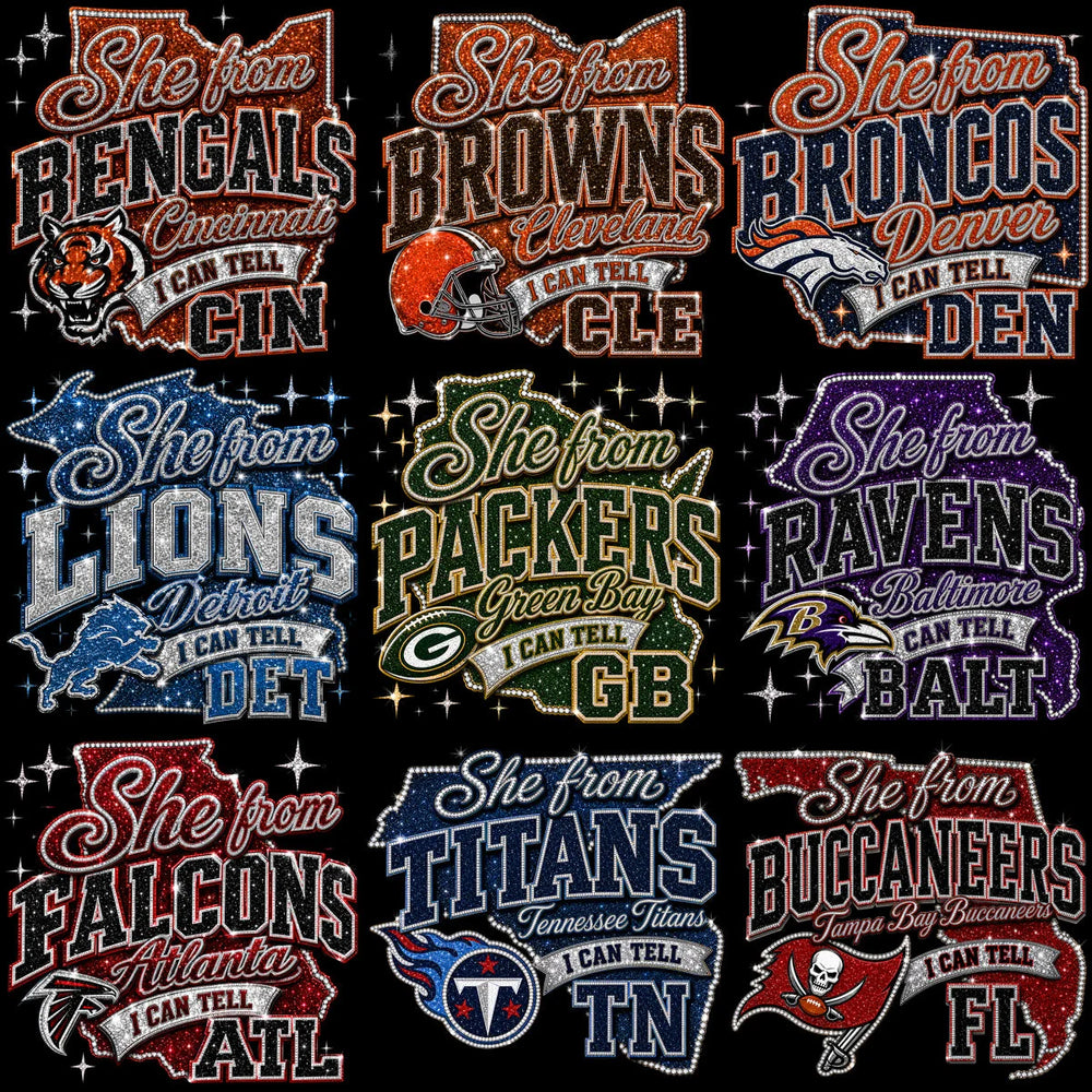 32 Football State Map Teams USA Rhinestone Style Designs Bundle PNG