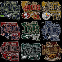 Load image into Gallery viewer, 32 Football State Map Teams USA Rhinestone Style Designs Bundle PNG
