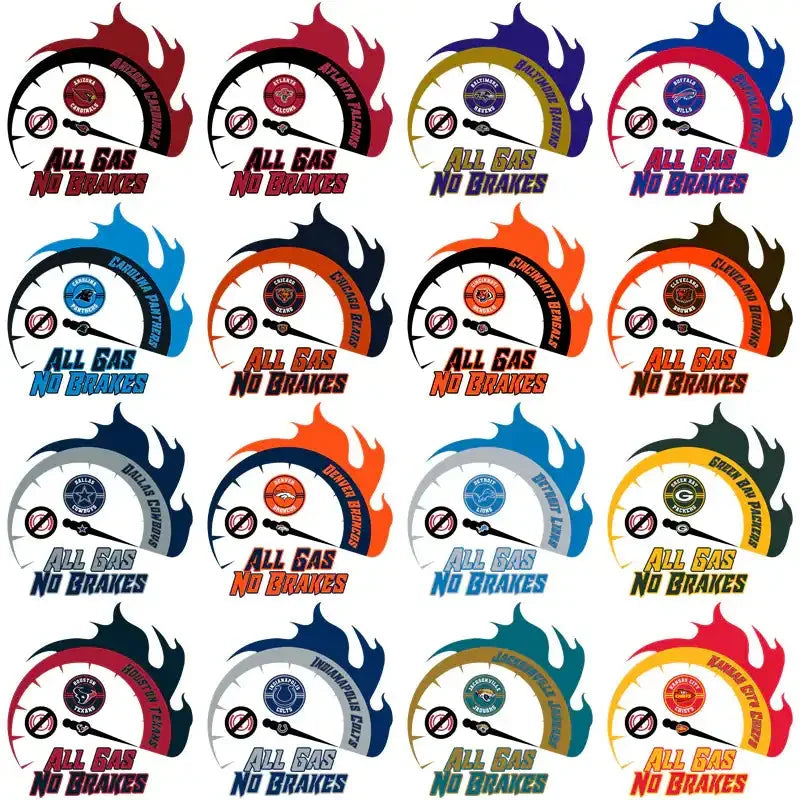 32 Football Teams All Gas No Brakes Designs Bundle PNG