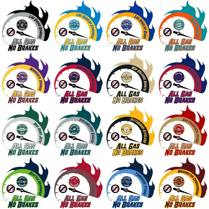 32 Football Teams All Gas No Brakes Designs Bundle PNG