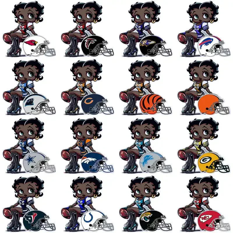 32 Football Teams Betty Boop Helmet B Designs Bundle PNG