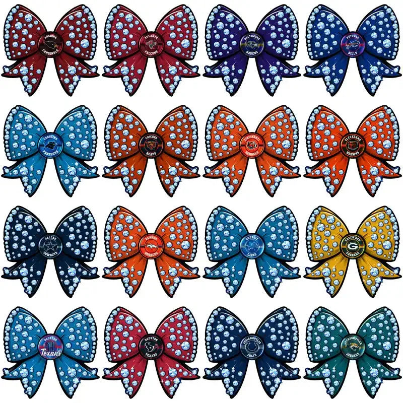 32 Football Teams Bling Bow Designs Bundle PNG