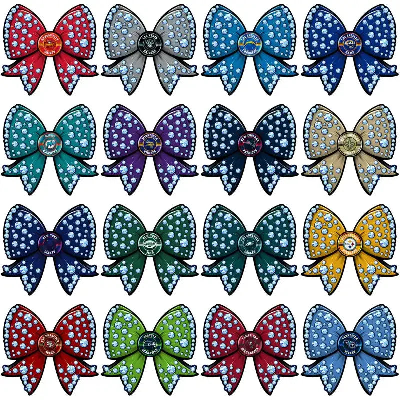 32 Football Teams Bling Bow Designs Bundle PNG