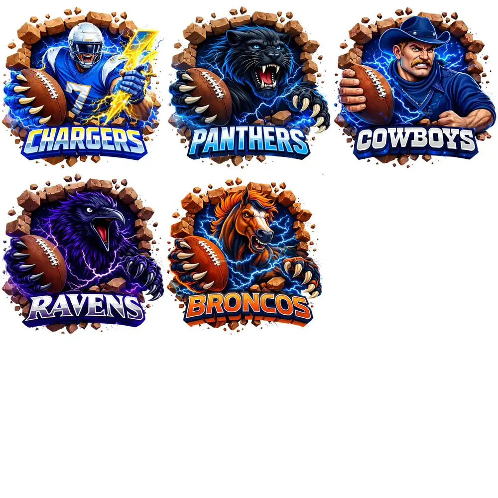32 Football Teams Cartoon Mascots Fans Designs Bundle PNG