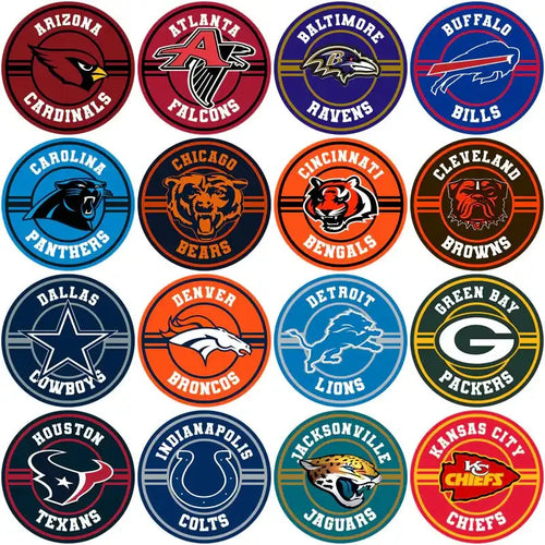 32 Football Teams Circle Striped Logo Designs Bundle PNG