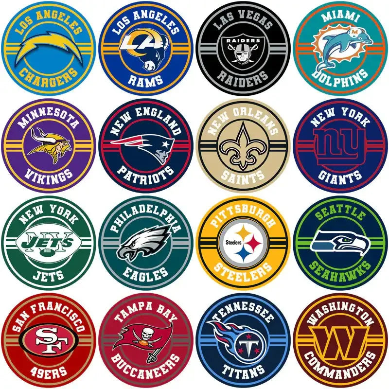 32 Football Teams Circle Striped Logo Designs Bundle PNG