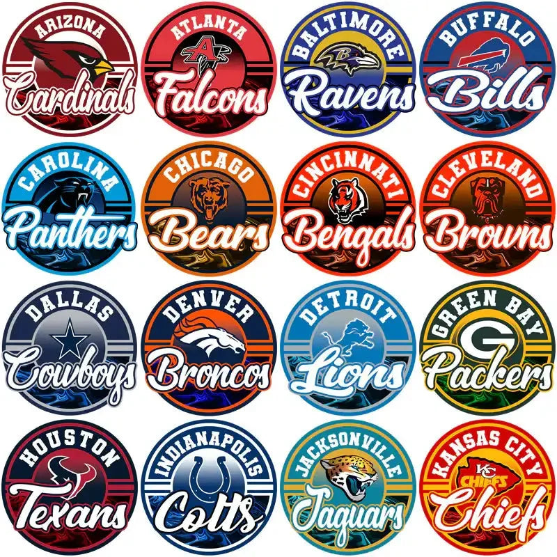 32 Football Teams Circular Metallic Logos Designs Bundle PNG