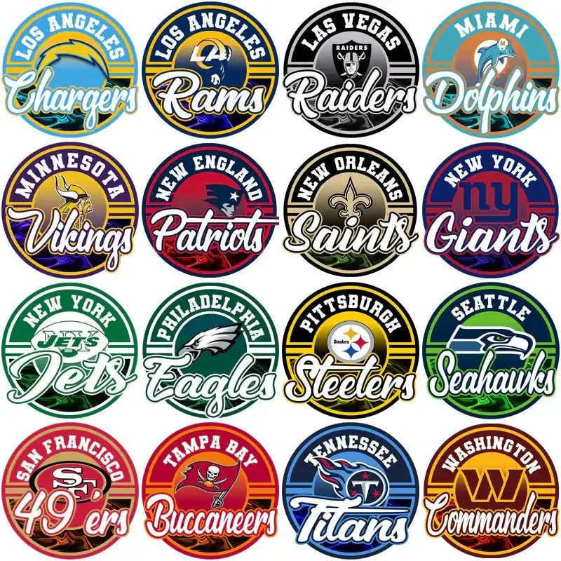32 Football Teams Circular Metallic Logos Designs Bundle PNG
