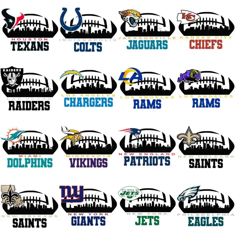 32 Football Teams City Silhouette Designs Bundle PNG