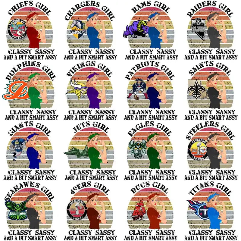 32 Football Teams Classy & Sassy Designs Bundle PNG