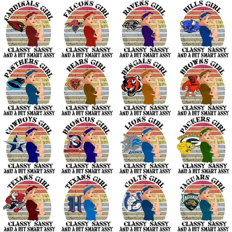 32 Football Teams Classy & Sassy Designs Bundle PNG