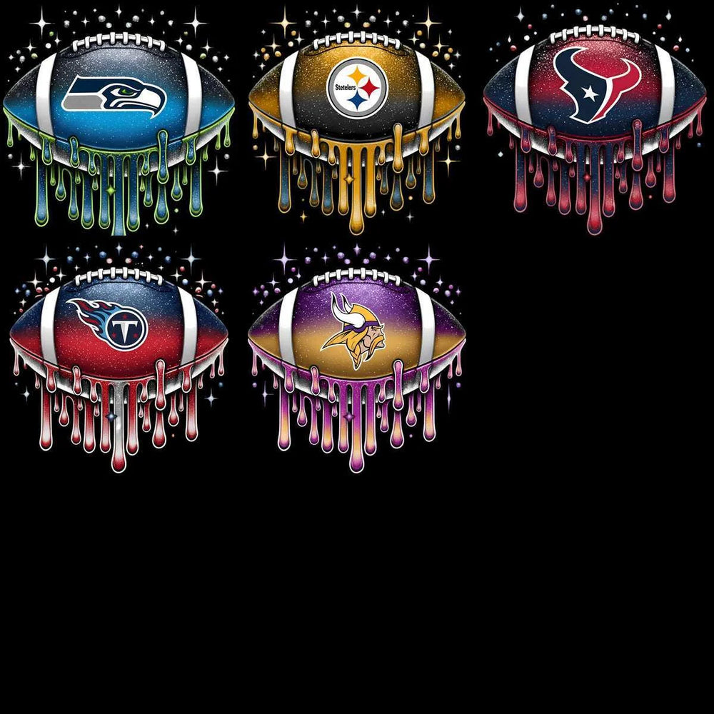 32 Football Teams Dripping Ball Glitter Designs Bundle PNG