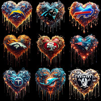 Load image into Gallery viewer, 32 Football Teams Dripping Glow Heart Designs Bundle PNG
