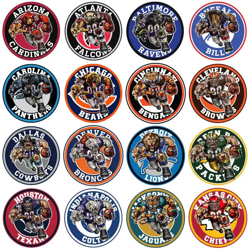 32 Football Teams FatHead Logos Designs Bundle PNG