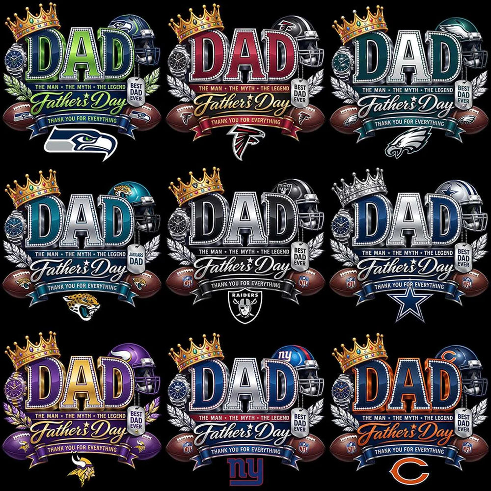 32 Football Teams Father's Day Luxury King Dad Designs Bundle PNG