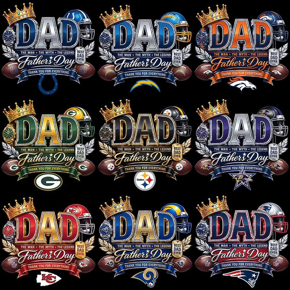 32 Football Teams Father's Day Luxury King Dad Designs Bundle PNG