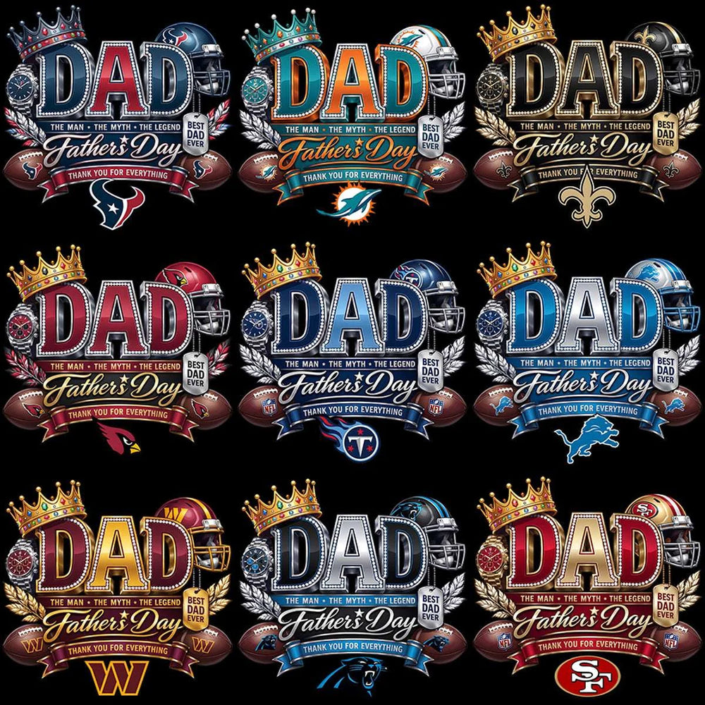 32 Football Teams Father's Day Luxury King Dad Designs Bundle PNG