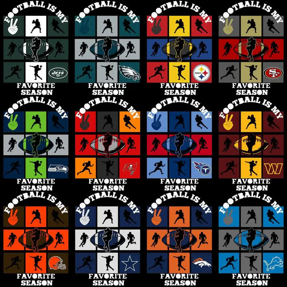 32 Football Teams Favorite Season Designs Bundle PNG