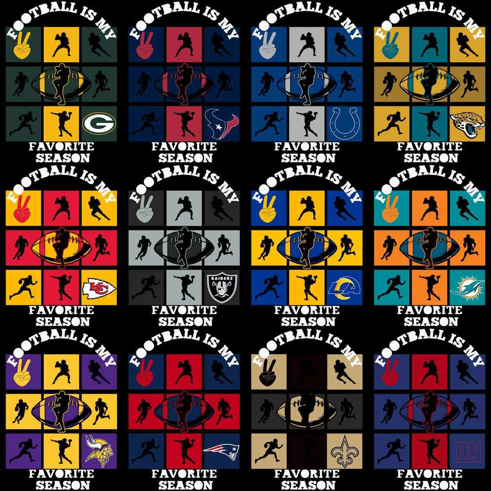 32 Football Teams Favorite Season Designs Bundle PNG