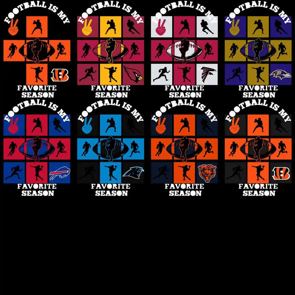 32 Football Teams Favorite Season Designs Bundle PNG