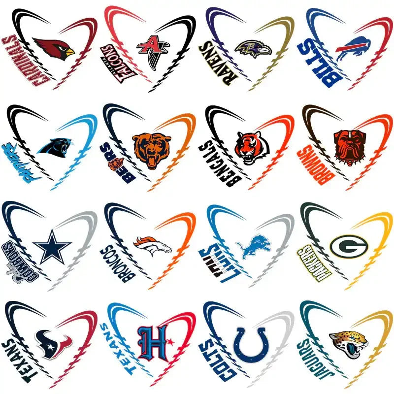 32 Football Teams Football Laced Hearts Designs Bundle PNG