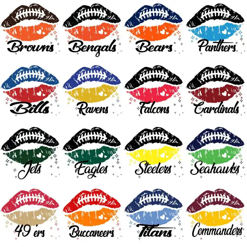 32 Football Teams Football & Lips Designs Bundle PNG