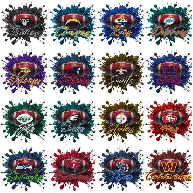 32 Football Teams Football & Logo Splash Designs Bundle PNG