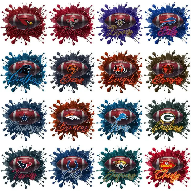 32 Football Teams Football & Logo Splash Designs Bundle PNG