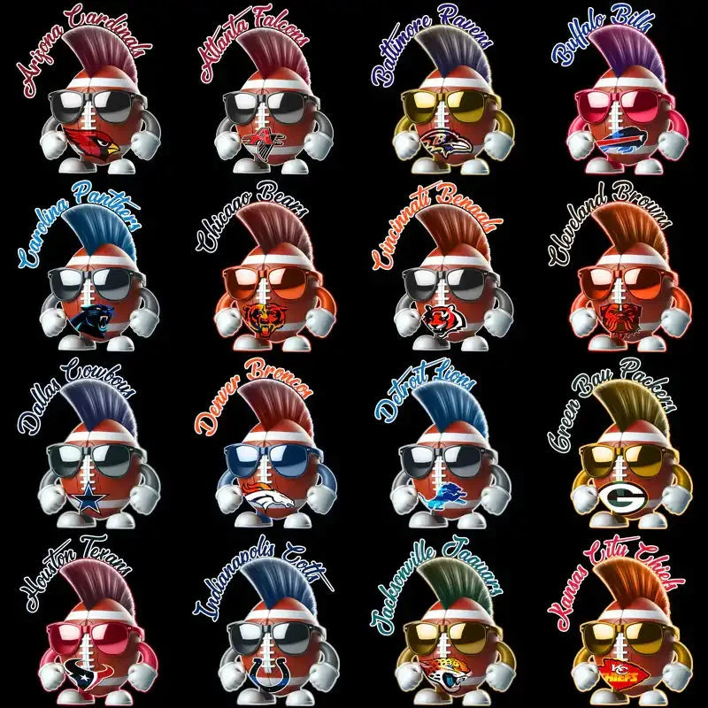 32 Football Teams Football Mohawk Designs Bundle PNG