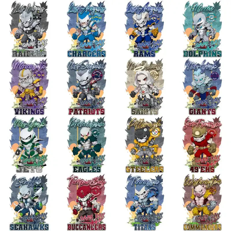 32 Football Teams Game Day PNGs Designs Bundle PNG