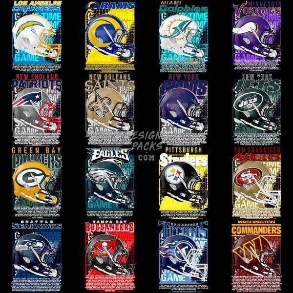 32 Football Teams Game Designs Bundle Png Psd