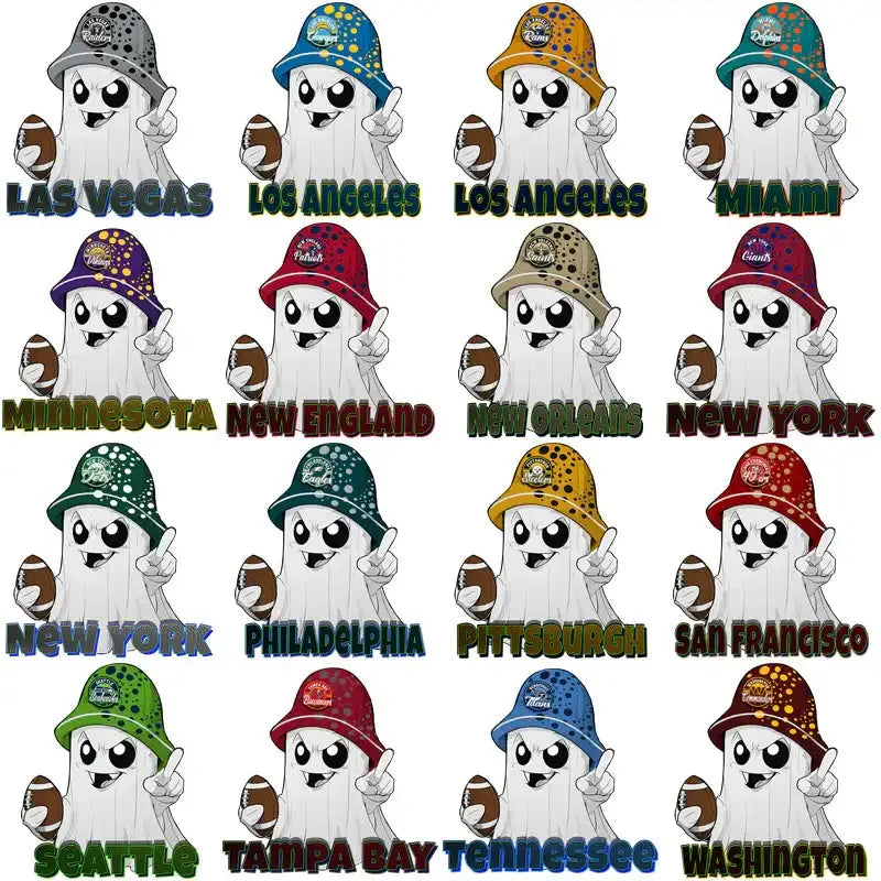 32 Football Teams Ghost Town Designs Bundle PNG