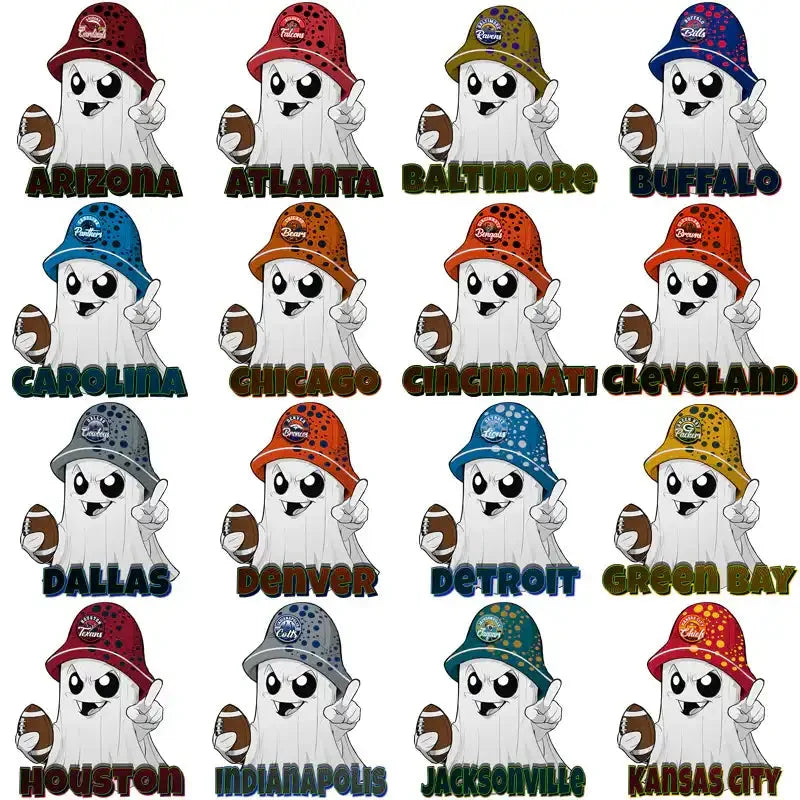 32 Football Teams Ghost Town Designs Bundle PNG