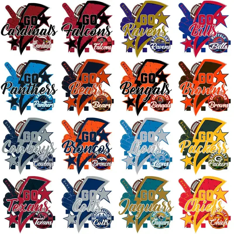 32 Football Teams Go Team Bolt Designs Bundle PNG