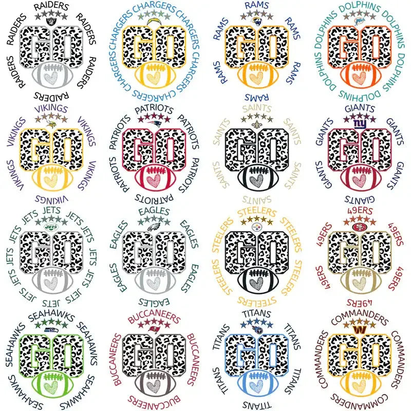 32 Football Teams Go Team Circle Designs Bundle PNG