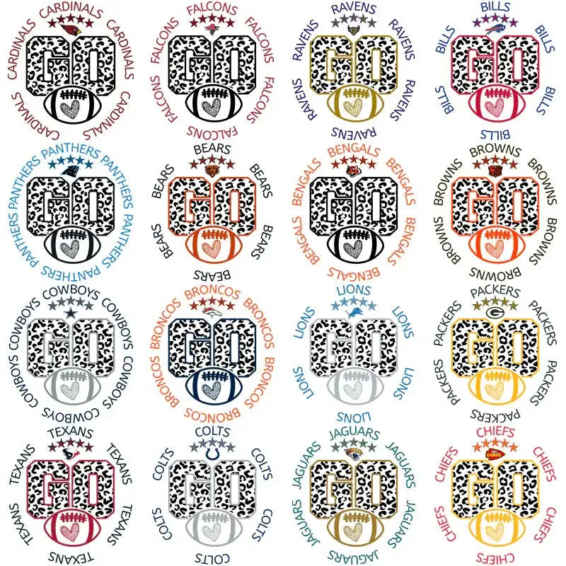 32 Football Teams Go Team Circle Designs Bundle PNG