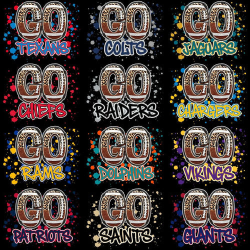 32 Football Teams Go Team Ink Splash Designs Bundle PNG