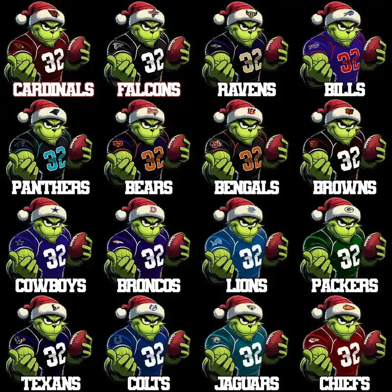 32 Football Teams Grinch Football Designs Bundle PNG