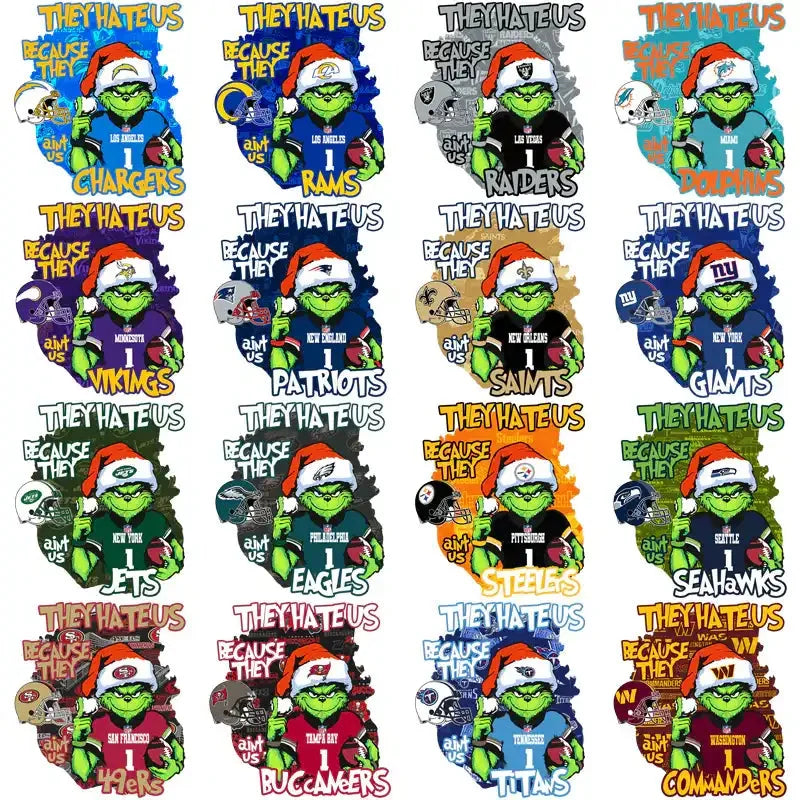 32 Football Teams Grinch They Hate Us Designs Bundle PNG