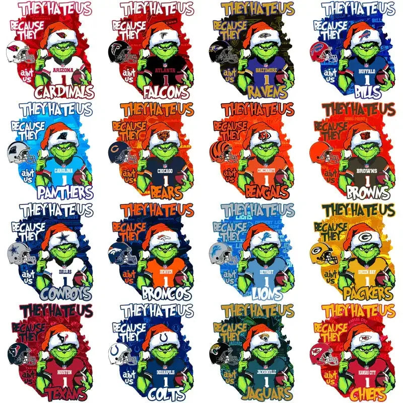 32 Football Teams Grinch They Hate Us Designs Bundle PNG