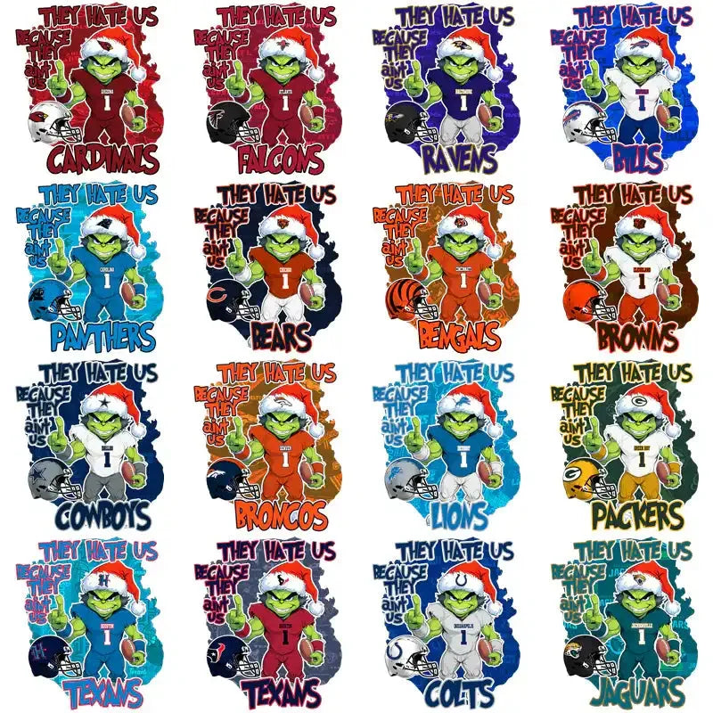 32 Football Teams Grinch They Hate Us v2 Designs Bundle PNG