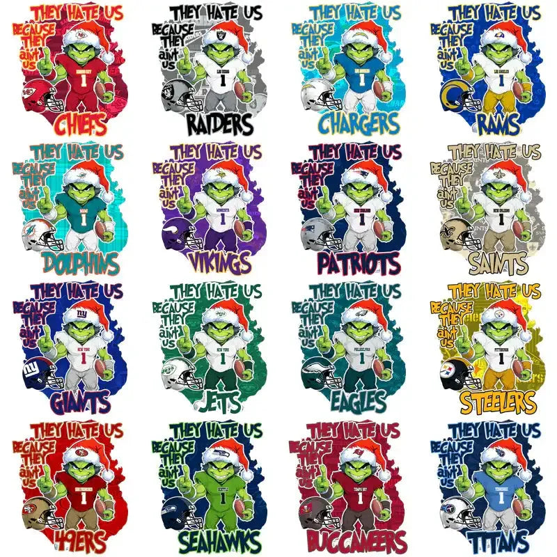 32 Football Teams Grinch They Hate Us v2 Designs Bundle PNG