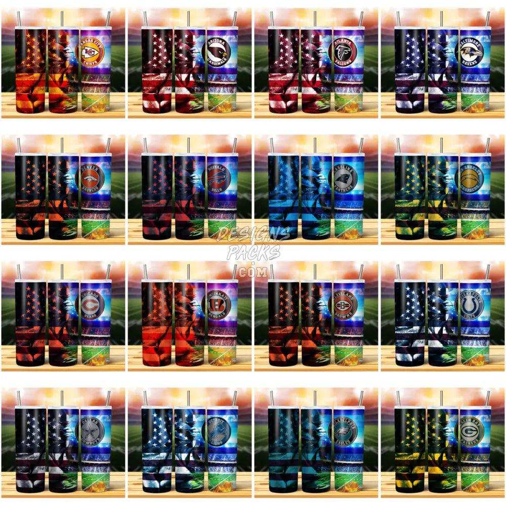 32 Football Teams Grunge Flag Tumbler Wrap Bundle Jpg