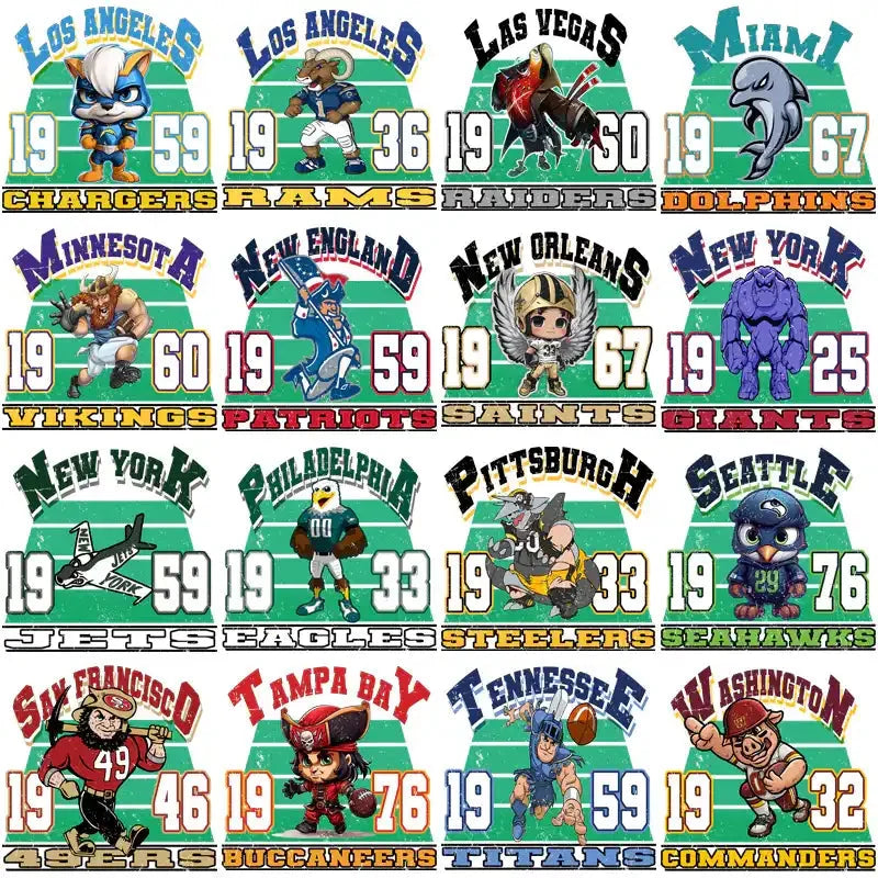 32 Football Teams Grunge Vintage Designs Bundle PNG