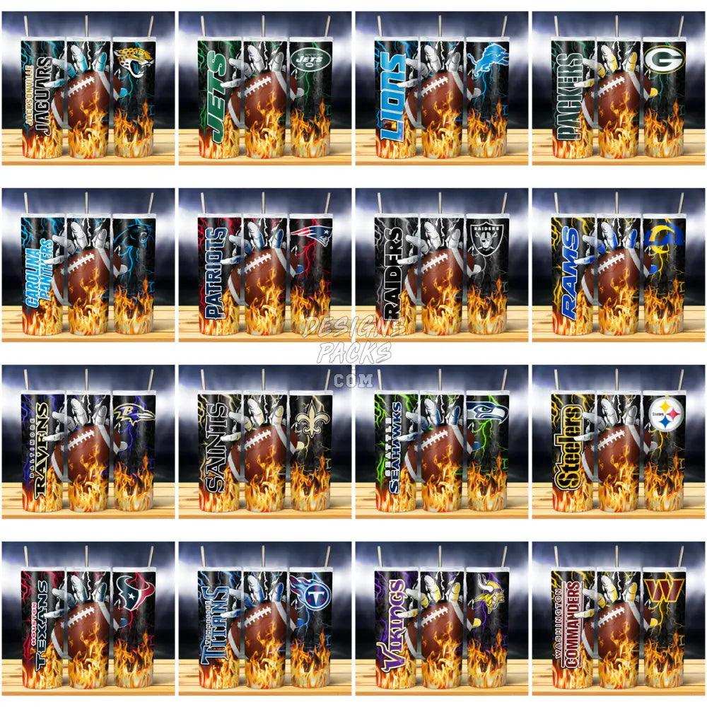 32 Football Teams Hand Fire Tumbler Wrap Bundle Jpg