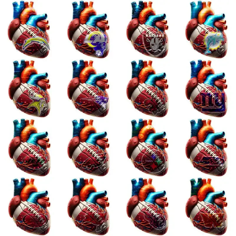 32 Football Teams Heart Designs Bundle PNG