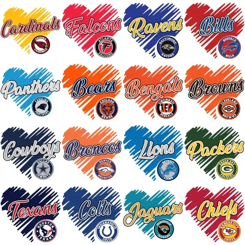 32 Football Teams Heart Logos Designs Bundle PNG